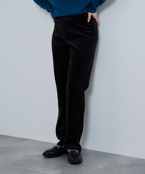 NAVY（ネイビー）の「nAvy マックヒート コーデュロイ裏ベロア ストレートパンツ（その他パンツ・レディース・ブラック/カーキブラウン/ベージュ・L/M/S）」の4枚目の写真