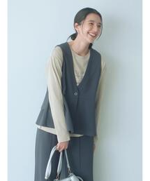 Samansa Mos2 blue | ペプラムベスト(セットアップ可)(ベスト)