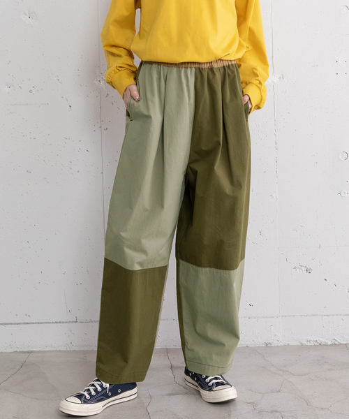 POU DOU DOU（プードゥドゥ）の「パッチワークタックパンツ（その他パンツ・レディース・カーキ/ブルー系/ベージュ・M）」の2枚目の写真