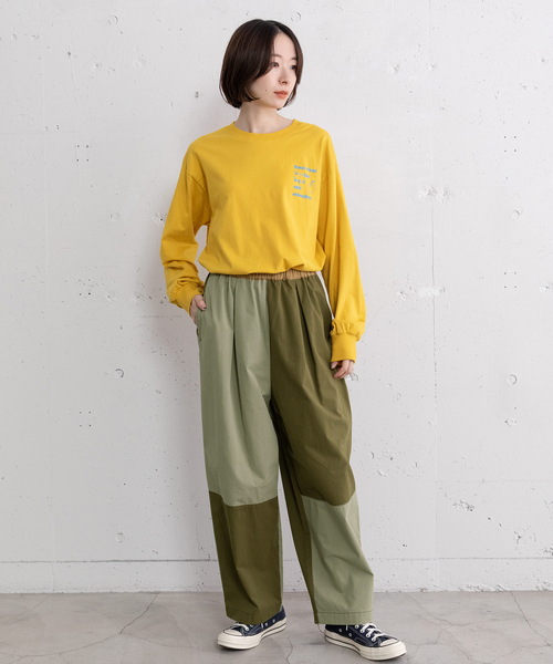 POU DOU DOU（プードゥドゥ）の「パッチワークタックパンツ（その他パンツ・レディース・カーキ/ブルー系/ベージュ・M）」の4枚目の写真