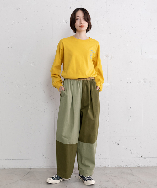 POU DOU DOU（プードゥドゥ）の「パッチワークタックパンツ（その他パンツ・レディース・カーキ/ブルー系/ベージュ・M）」の5枚目の写真