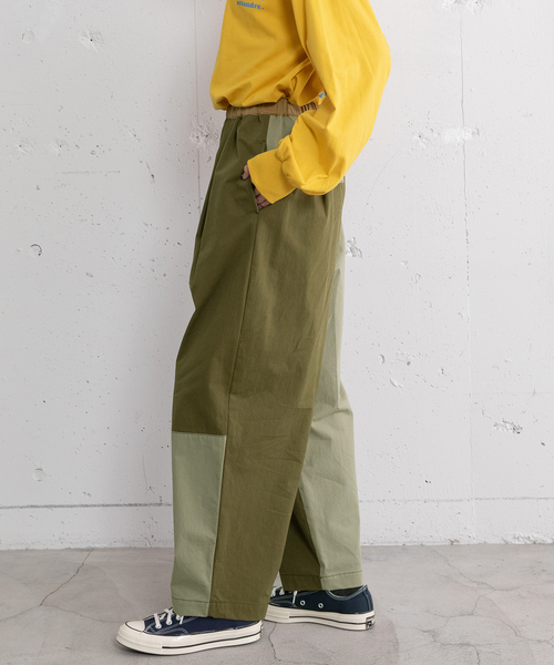 POU DOU DOU（プードゥドゥ）の「パッチワークタックパンツ（その他パンツ・レディース・カーキ/ブルー系/ベージュ・M）」の9枚目の写真