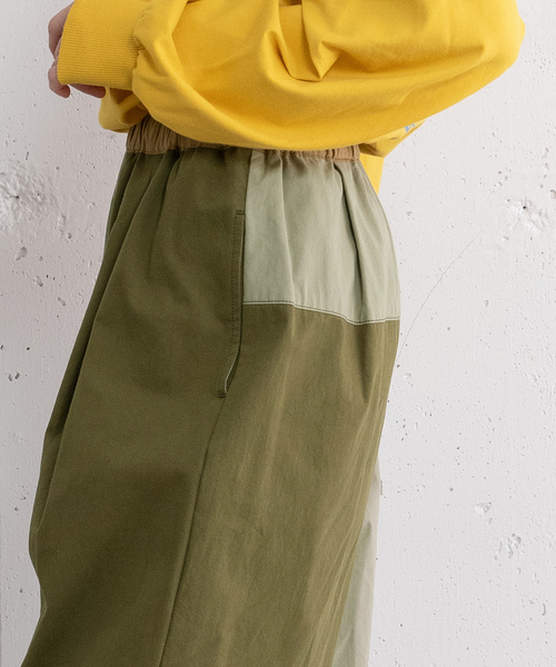 POU DOU DOU（プードゥドゥ）の「パッチワークタックパンツ（その他パンツ・レディース・カーキ/ブルー系/ベージュ・M）」の12枚目の写真
