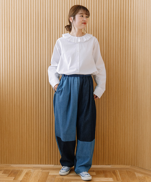 POU DOU DOU（プードゥドゥ）の「パッチワークタックパンツ（その他パンツ・レディース・カーキ/ブルー系/ベージュ・M）」の13枚目の写真