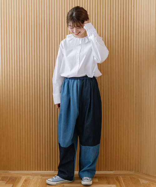 POU DOU DOU（プードゥドゥ）の「パッチワークタックパンツ（その他パンツ・レディース・カーキ/ブルー系/ベージュ・M）」の14枚目の写真