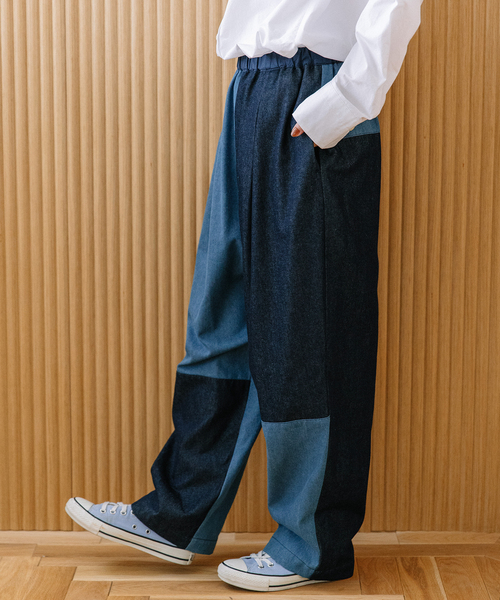 POU DOU DOU（プードゥドゥ）の「パッチワークタックパンツ（その他パンツ・レディース・カーキ/ブルー系/ベージュ・M）」の17枚目の写真