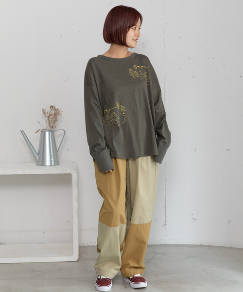 POU DOU DOU（プードゥドゥ）の「パッチワークタックパンツ（その他パンツ・レディース・カーキ/ブルー系/ベージュ・M）」の22枚目の写真