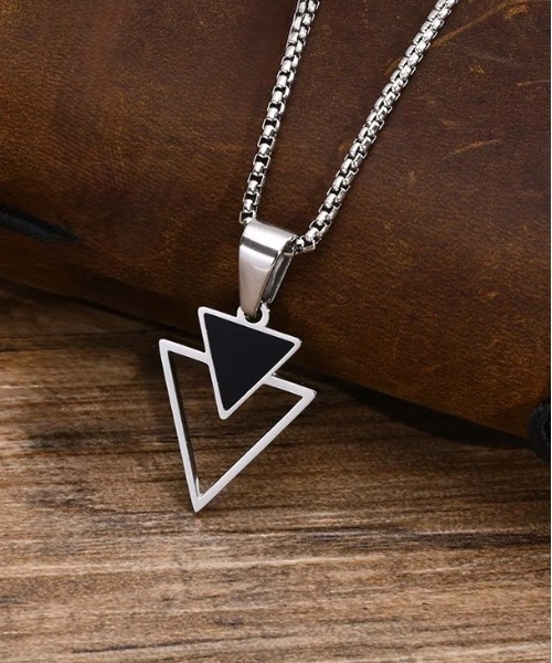 Bz】メンズ トライアングル ネックレス ペンダント(BDS)（ネックレス