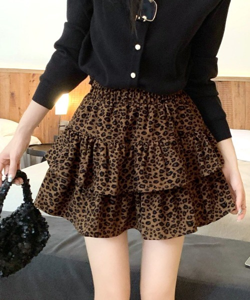 セール】レオパード柄ミニティアードスカート（スカート）｜REMUR