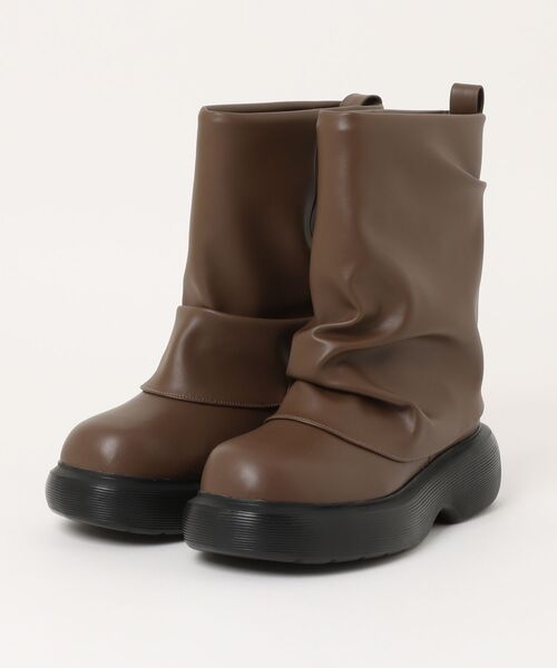 Fabby fabby(ファビィーファビィー)の「厚底ショートカバーブーツ(ブーツ・レディース・ブラック/ブラウン・MEDIUM/LARGE)」の2枚目の写真