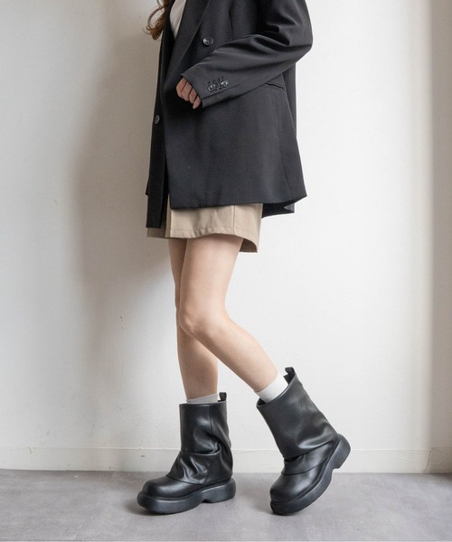 Fabby fabby(ファビィーファビィー)の「厚底ショートカバーブーツ(ブーツ・レディース・ブラック/ブラウン・MEDIUM/LARGE)」の12枚目の写真