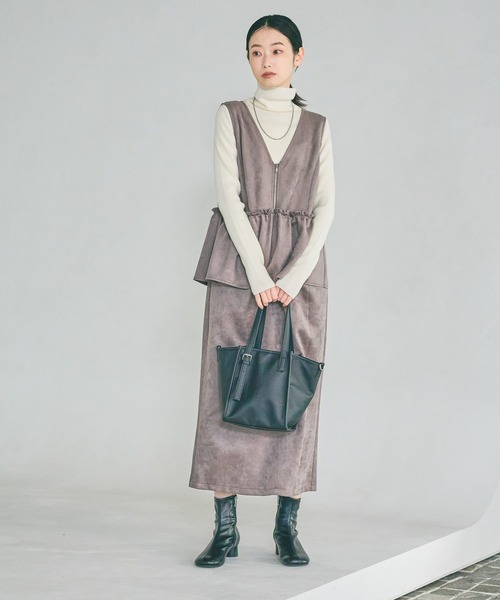 LAKOLE(ラコレ)の「スエードポンチワンピース / 602339(ワンピース・レディース・モカ/チャコール/ブルー/グレー系4・FREE)」の7枚目の写真