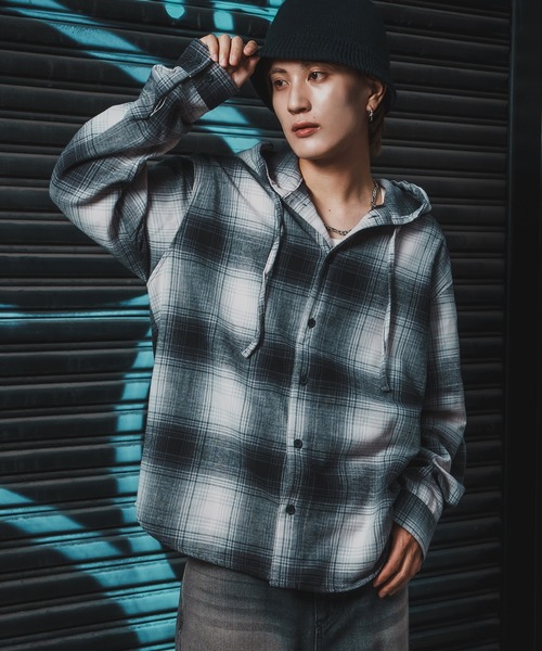 セール】チェック柄 シャツパーカー（シャツ/ブラウス）｜improves