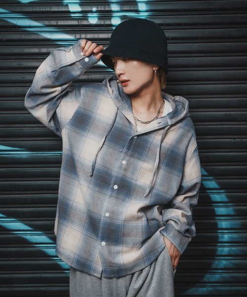 セール】チェック柄 シャツパーカー（シャツ/ブラウス）｜improves