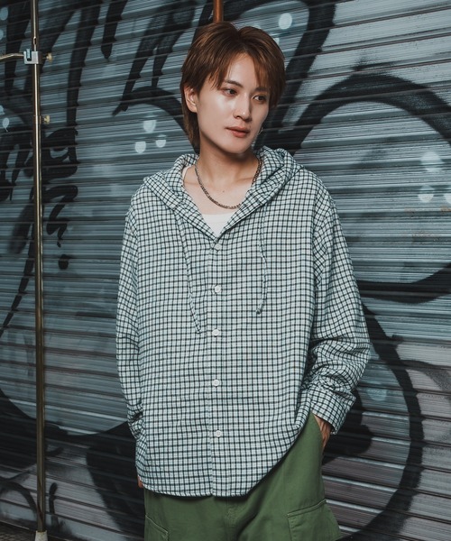 セール】チェック柄 シャツパーカー（シャツ/ブラウス）｜improves