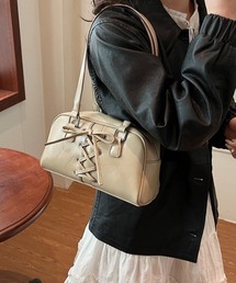 レースアップデザインショルダーバッグ