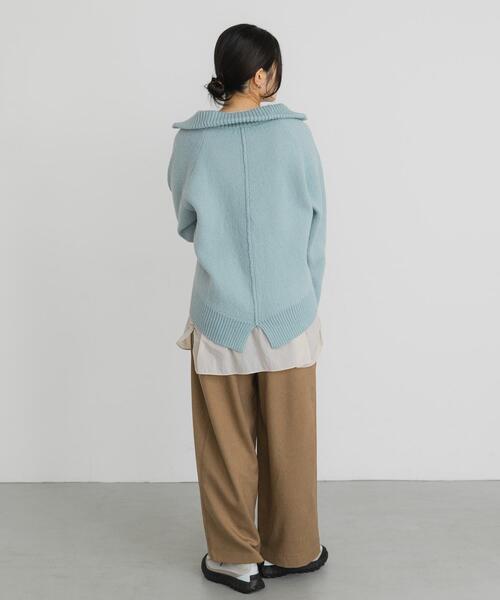 EKAL（エカル）の「プレーティングハーフジップニットプルオーバー（ニット/セーター・レディース・ブルー/グレー/ブラック・ONE）」の9枚目の写真
