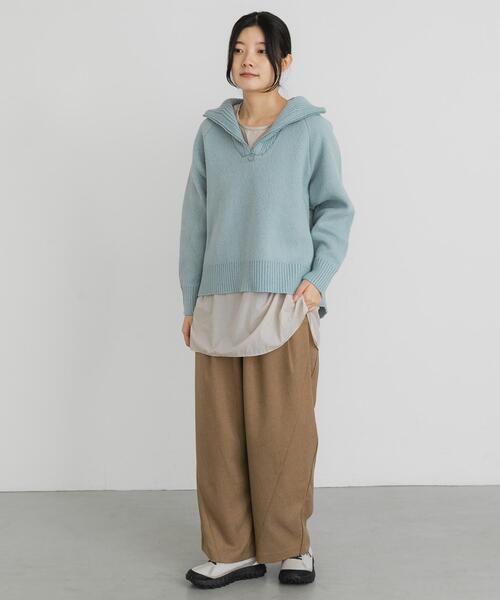 EKAL（エカル）の「プレーティングハーフジップニットプルオーバー（ニット/セーター・レディース・ブルー/グレー/ブラック・ONE）」の10枚目の写真