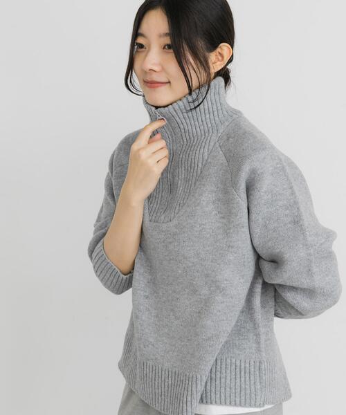 EKAL（エカル）の「プレーティングハーフジップニットプルオーバー（ニット/セーター・レディース・ブルー/グレー/ブラック・ONE）」の13枚目の写真