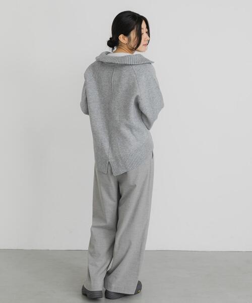 EKAL（エカル）の「プレーティングハーフジップニットプルオーバー（ニット/セーター・レディース・ブルー/グレー/ブラック・ONE）」の19枚目の写真