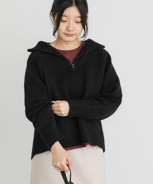 EKAL（エカル）の「プレーティングハーフジップニットプルオーバー（ニット/セーター・レディース・ブルー/グレー/ブラック・ONE）」の22枚目の写真