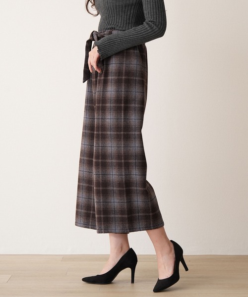 laulea(ラウレア)の「紡毛チェック共紐クロプトワイドパンツ(その他パンツ・レディース・ダークブラウン/グレー/ダークグレー/ベージュ/ネイビー/ブラック・M)」の8枚目の写真