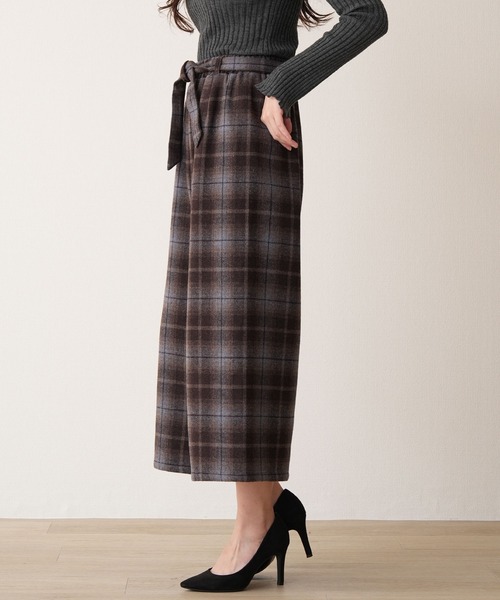 laulea(ラウレア)の「紡毛チェック共紐クロプトワイドパンツ(その他パンツ・レディース・ダークブラウン/グレー/ダークグレー/ベージュ/ネイビー/ブラック・M)」の9枚目の写真