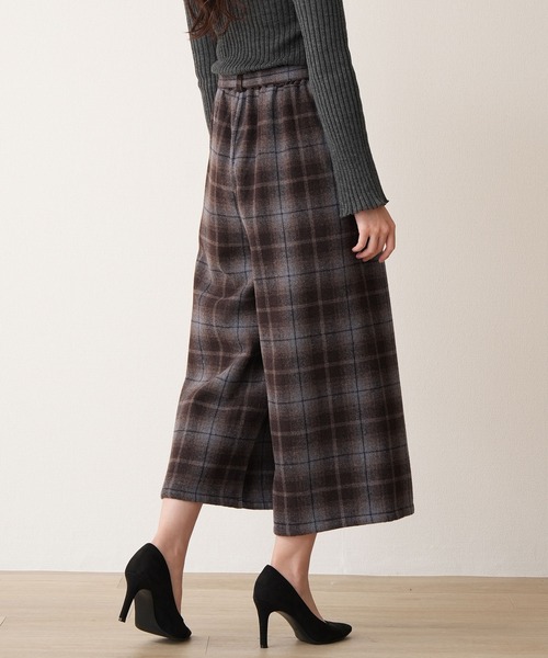 laulea(ラウレア)の「紡毛チェック共紐クロプトワイドパンツ(その他パンツ・レディース・ダークブラウン/グレー/ダークグレー/ベージュ/ネイビー/ブラック・M)」の10枚目の写真