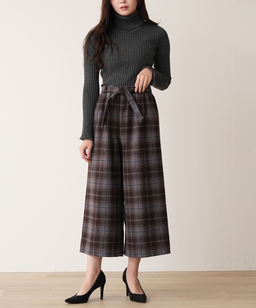 laulea(ラウレア)の「紡毛チェック共紐クロプトワイドパンツ(その他パンツ・レディース・ダークブラウン/グレー/ダークグレー/ベージュ/ネイビー/ブラック・M)」の11枚目の写真