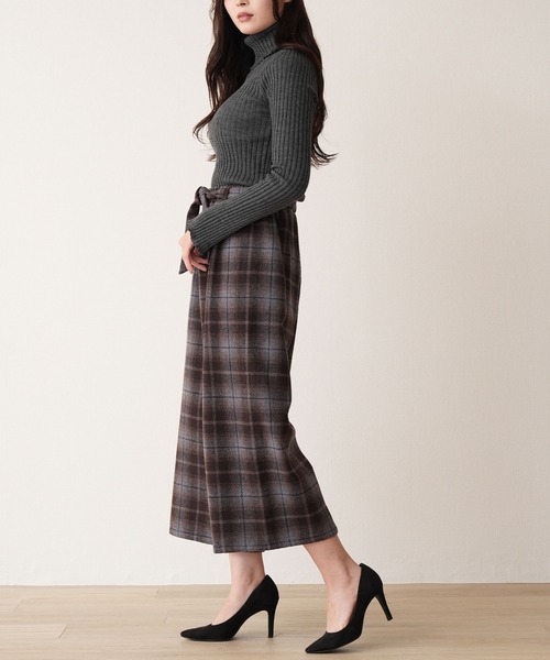 laulea(ラウレア)の「紡毛チェック共紐クロプトワイドパンツ(その他パンツ・レディース・ダークブラウン/グレー/ダークグレー/ベージュ/ネイビー/ブラック・M)」の12枚目の写真