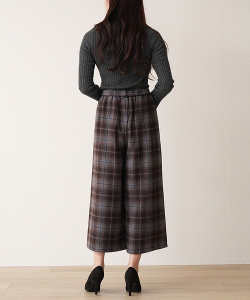 laulea(ラウレア)の「紡毛チェック共紐クロプトワイドパンツ(その他パンツ・レディース・ダークブラウン/グレー/ダークグレー/ベージュ/ネイビー/ブラック・M)」の13枚目の写真