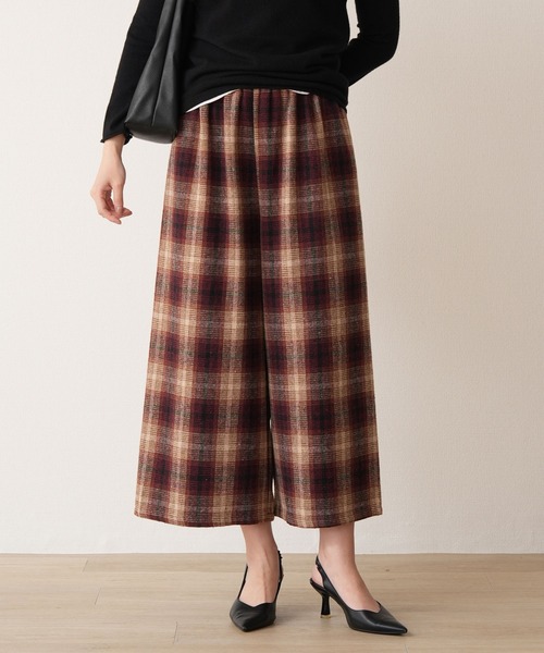laulea(ラウレア)の「紡毛チェック共紐クロプトワイドパンツ(その他パンツ・レディース・ダークブラウン/グレー/ダークグレー/ベージュ/ネイビー/ブラック・M)」の14枚目の写真