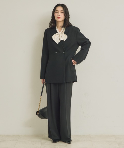 NEUNA（ヌナ）の「アメリリボンジャケットコート（ノーカラージャケット・レディース・ブラック/グレー/ブラウン・FREE）」の14枚目の写真