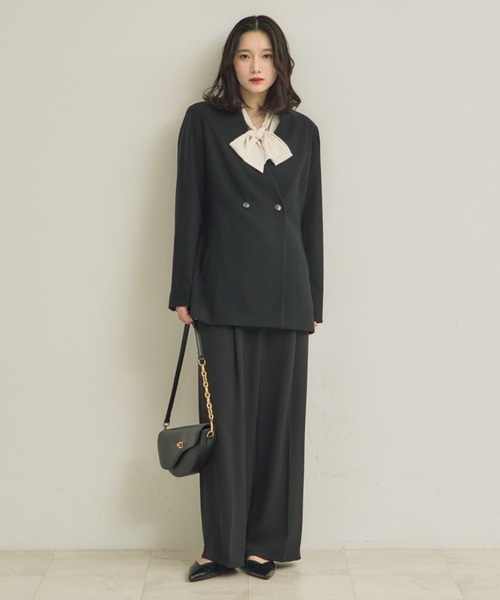 NEUNA（ヌナ）の「アメリリボンジャケットコート（ノーカラージャケット・レディース・ブラック/グレー/ブラウン・FREE）」の7枚目の写真