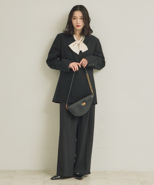 NEUNA（ヌナ）の「アメリリボンジャケットコート（ノーカラージャケット・レディース・ブラック/グレー/ブラウン・FREE）」の8枚目の写真