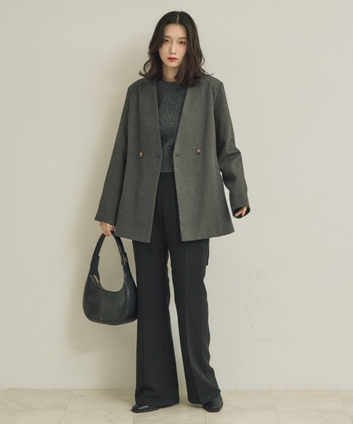 NEUNA（ヌナ）の「アメリリボンジャケットコート（ノーカラージャケット・レディース・ブラック/グレー/ブラウン・FREE）」の17枚目の写真