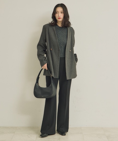 NEUNA（ヌナ）の「アメリリボンジャケットコート（ノーカラージャケット・レディース・ブラック/グレー/ブラウン・FREE）」の22枚目の写真