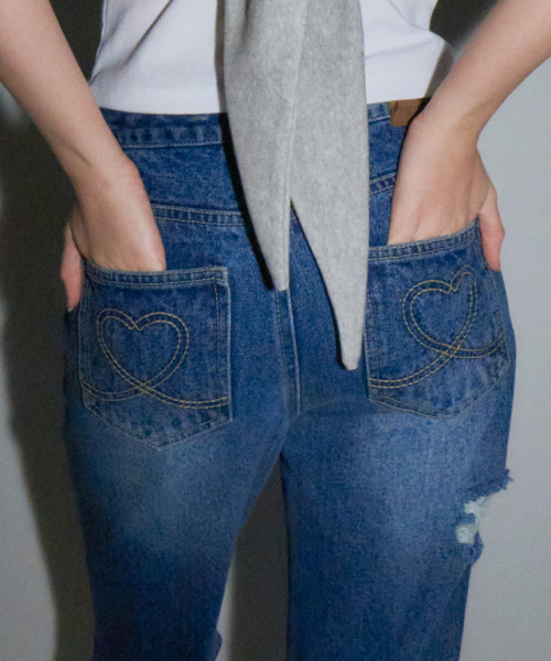 RONRON(ロンロン)の「ダメージブーツカットデニムパンツ ミディアムブルー(デニムパンツ・レディース・その他・MEDIUM/SMALL)」の5枚目の写真