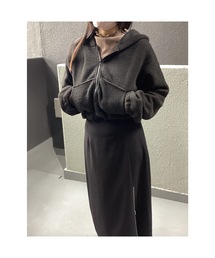 【Bls】【Bling Leads】ソフトシープボア短丈ZIPパーカー