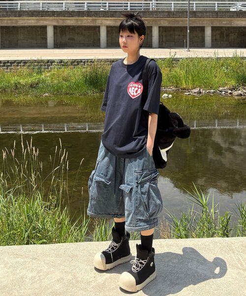 AECA（エイカ）の「AECA LOVE HALF SLEEVE-NAVY（Tシャツ/カットソー・レディース・その他・SMALL/MEDIUM/LARGE/X-LARGE/W）」の9枚目の写真