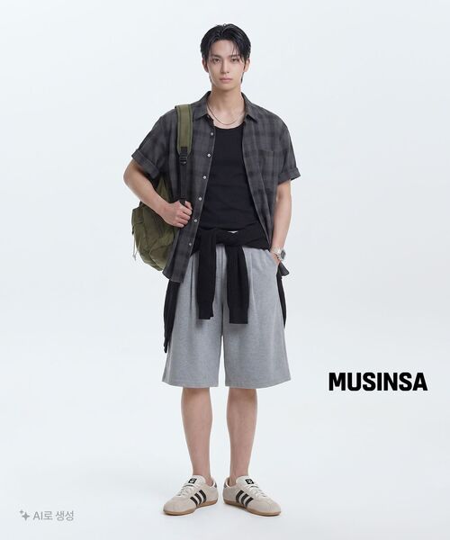 MUSINSA STANDARD（ムシンサスタンダード）の「[クールタンダード] ワンタックバミューダスウェットパンツ [ミディアムグレー]（その他パンツ・メンズ・その他・SMALL/MEDIUM/XX-LARGE/LARGE/X-LARGE/XXX-LARGE）」の9枚目の写真