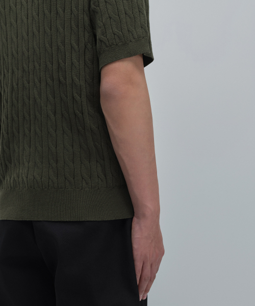 MUSINSA STANDARD（ムシンサスタンダード）の「ケーブルニットポロシャツ[カーキ]（ニット/セーター・メンズ・その他・SMALL/X-LARGE/XX-LARGE/MEDIUM/LARGE）」の8枚目の写真