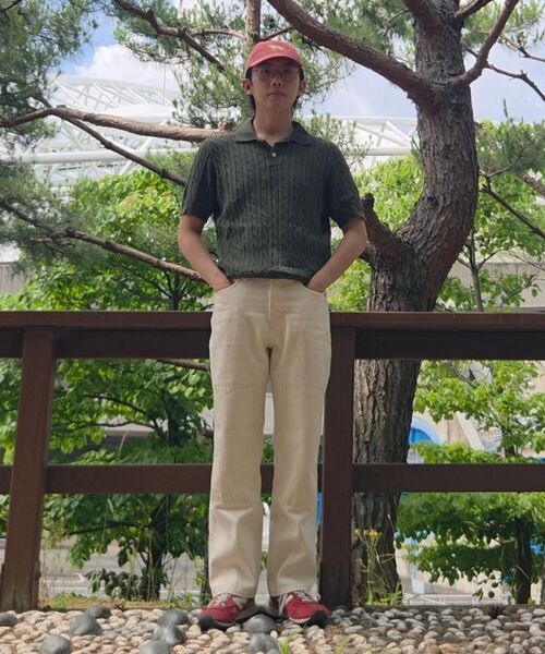 MUSINSA STANDARD（ムシンサスタンダード）の「ケーブルニットポロシャツ[カーキ]（ニット/セーター・メンズ・その他・SMALL/X-LARGE/XX-LARGE/MEDIUM/LARGE）」の2枚目の写真