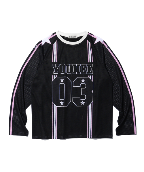 YOUHEE（ユヒ）の「YOUHEE MESH LONG SLEEVE BLACK（Tシャツ/カットソー・レディース・その他・FREE）」の3枚目の写真