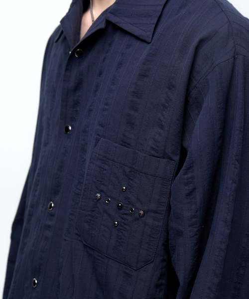 RSSC(アールエスエスシー)の「RIVET WRINKLE STRIPE SHIRT - NAVY(シャツ/ブラウス・レディース・その他・1/2)」の7枚目の写真