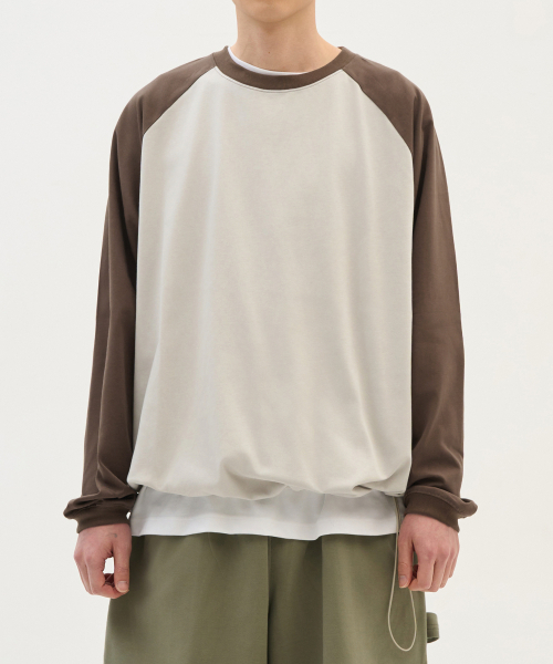 XERO(ゼロ)の「ストリングラグランロングスリーブTシャツ(Tシャツ/カットソー・レディース・オリーブ/ブラック/チャコール/ブラウン・MEDIUM/LARGE)」の6枚目の写真