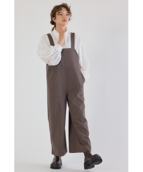 RODEO CROWNS WIDE BOWL（ロデオクラウンズワイドボウル）の「ウールライクサロペット（サロペット/オーバーオール・レディース・グレー/ブラック/ブラウン・FREE）」の12枚目の写真