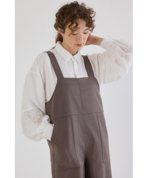 RODEO CROWNS WIDE BOWL（ロデオクラウンズワイドボウル）の「ウールライクサロペット（サロペット/オーバーオール・レディース・グレー/ブラック/ブラウン・FREE）」の16枚目の写真