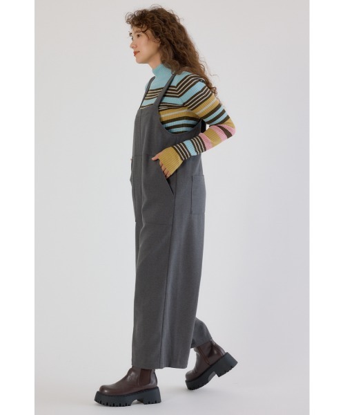 RODEO CROWNS WIDE BOWL（ロデオクラウンズワイドボウル）の「ウールライクサロペット（サロペット/オーバーオール・レディース・グレー/ブラック/ブラウン・FREE）」の5枚目の写真