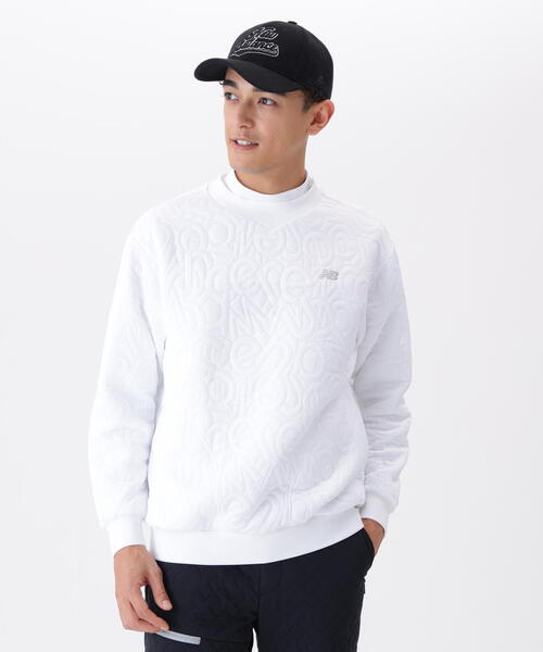 【ホワイト】フローティングロゴキルト テクスチャー クルーネック プルオーバー (MENS) New Balance Golf｜フローティングロゴキルト テクスチャー クルー